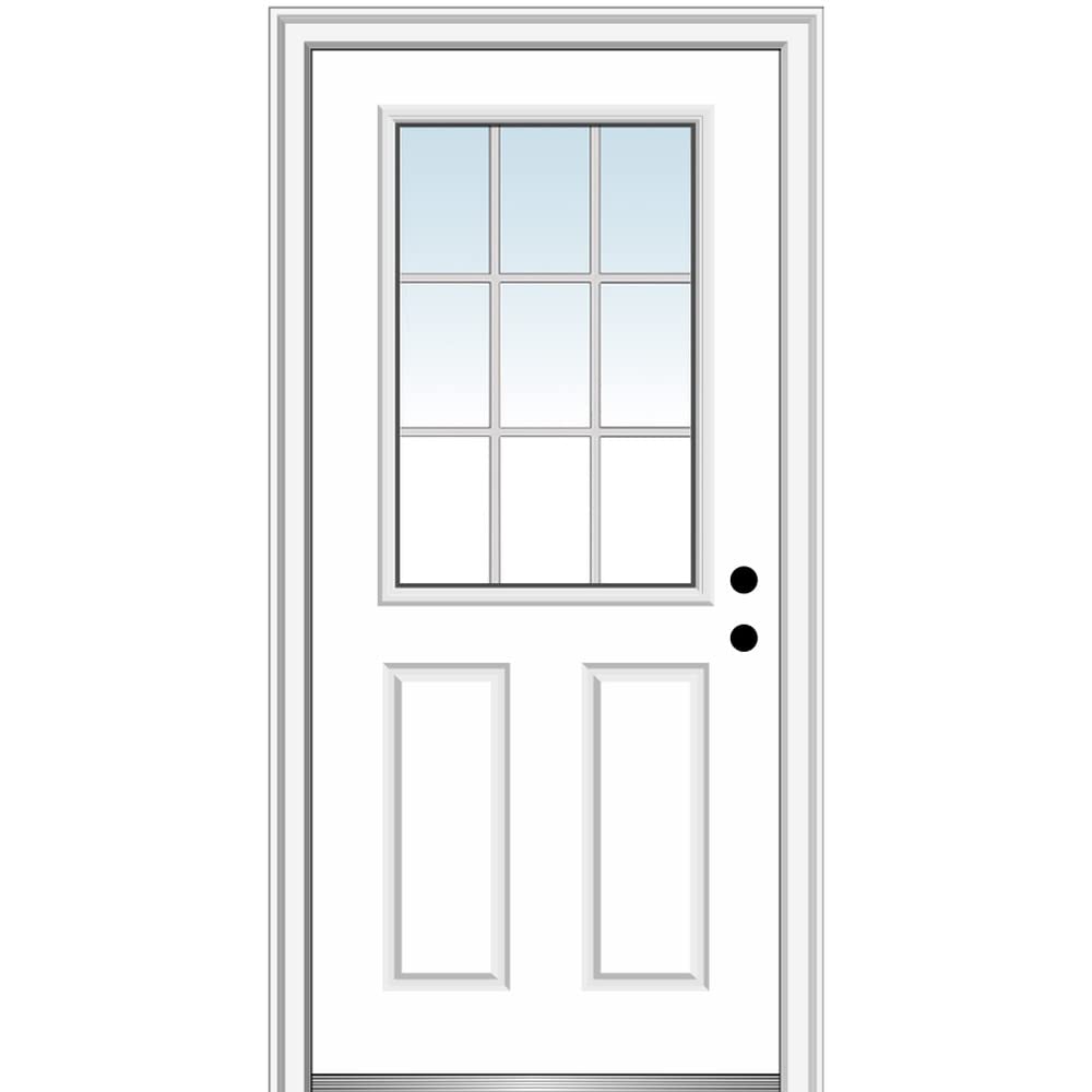 Steel Primed Left-Hand Inswing 1/2 Lite 2-Panel Prehung Front Door 30" x 80" H467