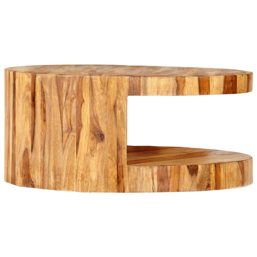 Natural Solid Sheesham Wood Round Coffee Table 25.6 in L5832