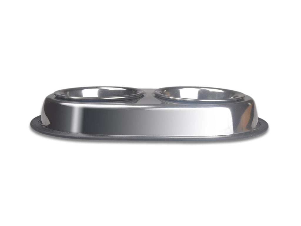 Stainless Steel Double Dish Food And Water Bowl 16 OZ X19611
