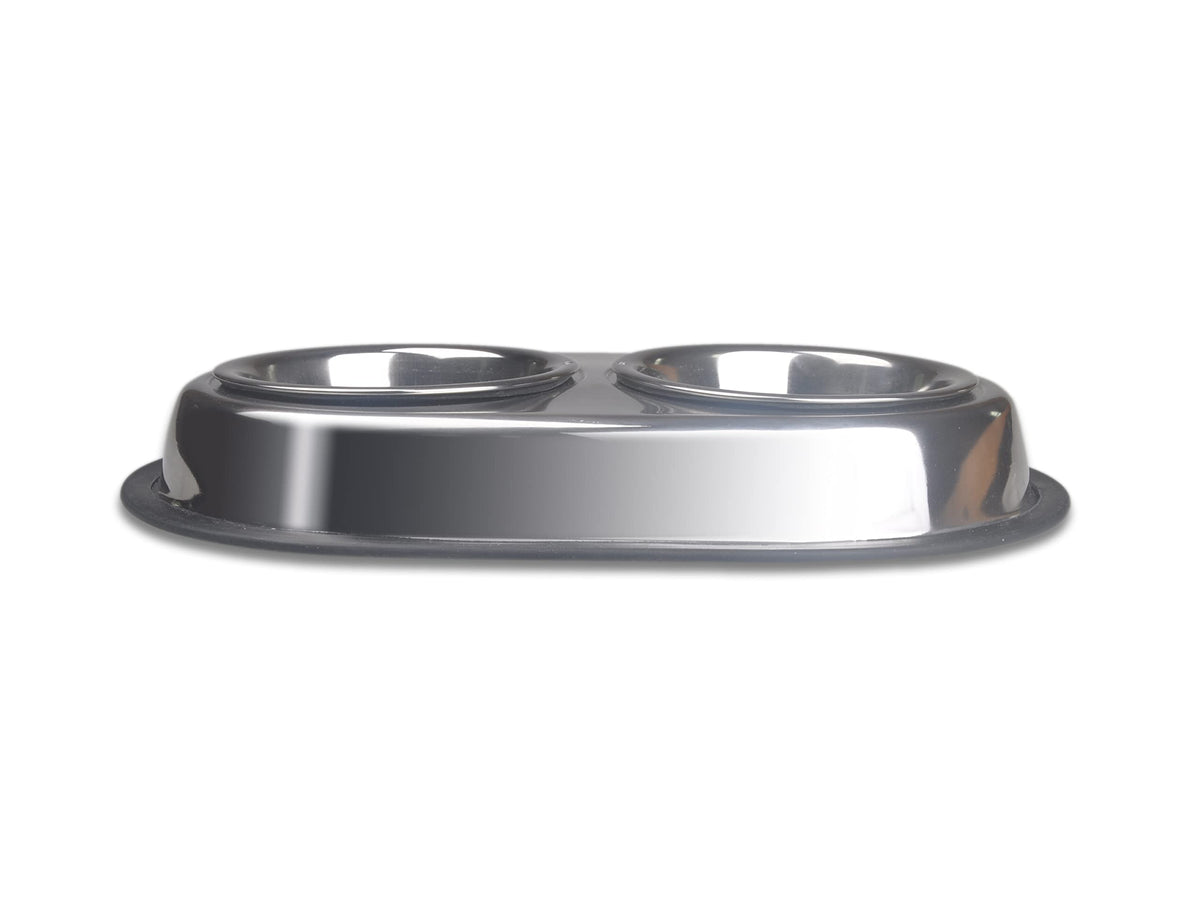 Stainless Steel Double Dish Food And Water Bowl 16 OZ X19611