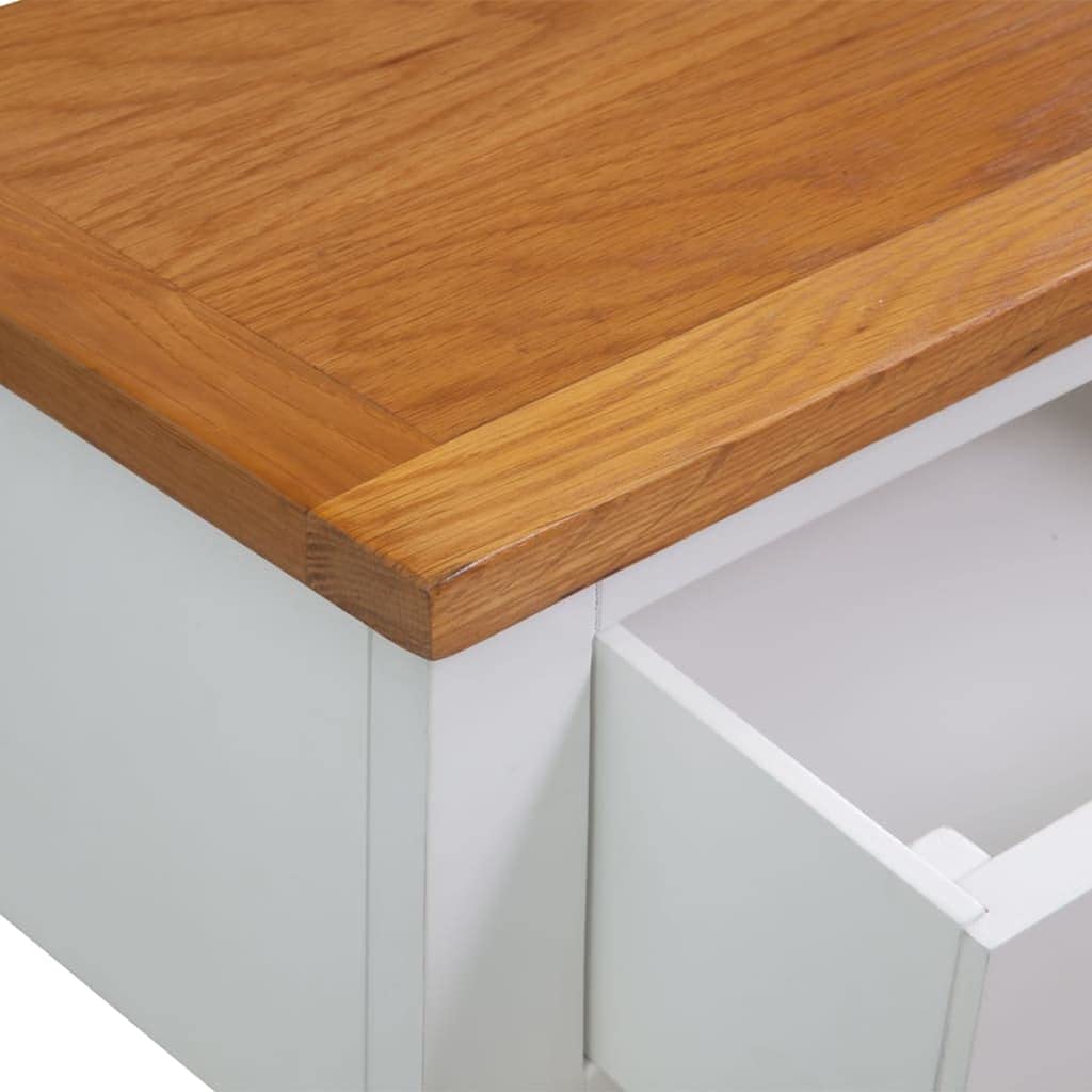 Solid Oak Wood Console Table with Two Drawers and Shelf O87755