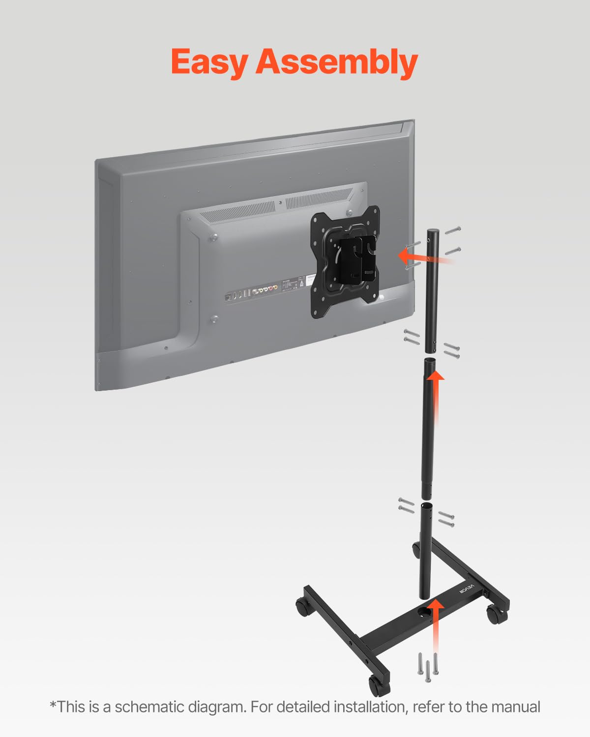 Rolling TV Stand for 17-55 Inch Screens with Wheels G213
