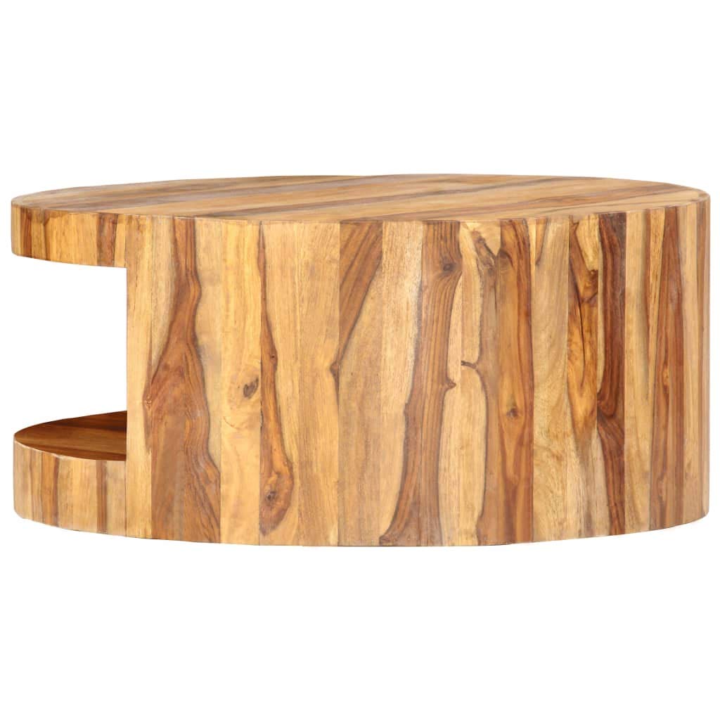 Natural Solid Sheesham Wood Round Coffee Table 25.6 in L5832