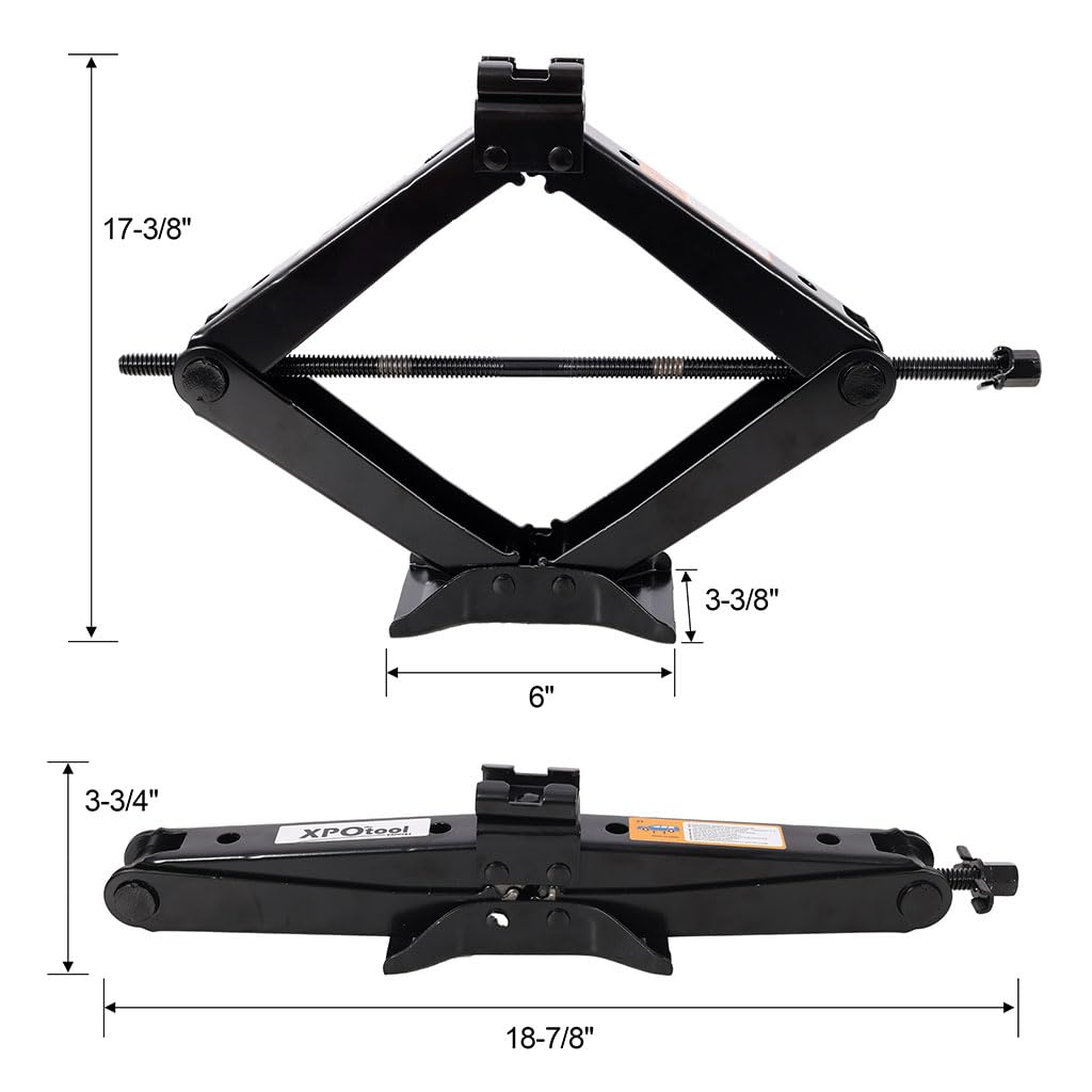 3 Ton Scissor Car Jack, 6614 LBS Heavy Duty Tire Changing Kit with Lug Wrench, Ratchet Wrench, Sockets, Work Gloves, Tire Pressure Gauge and Storage Bag Y56604