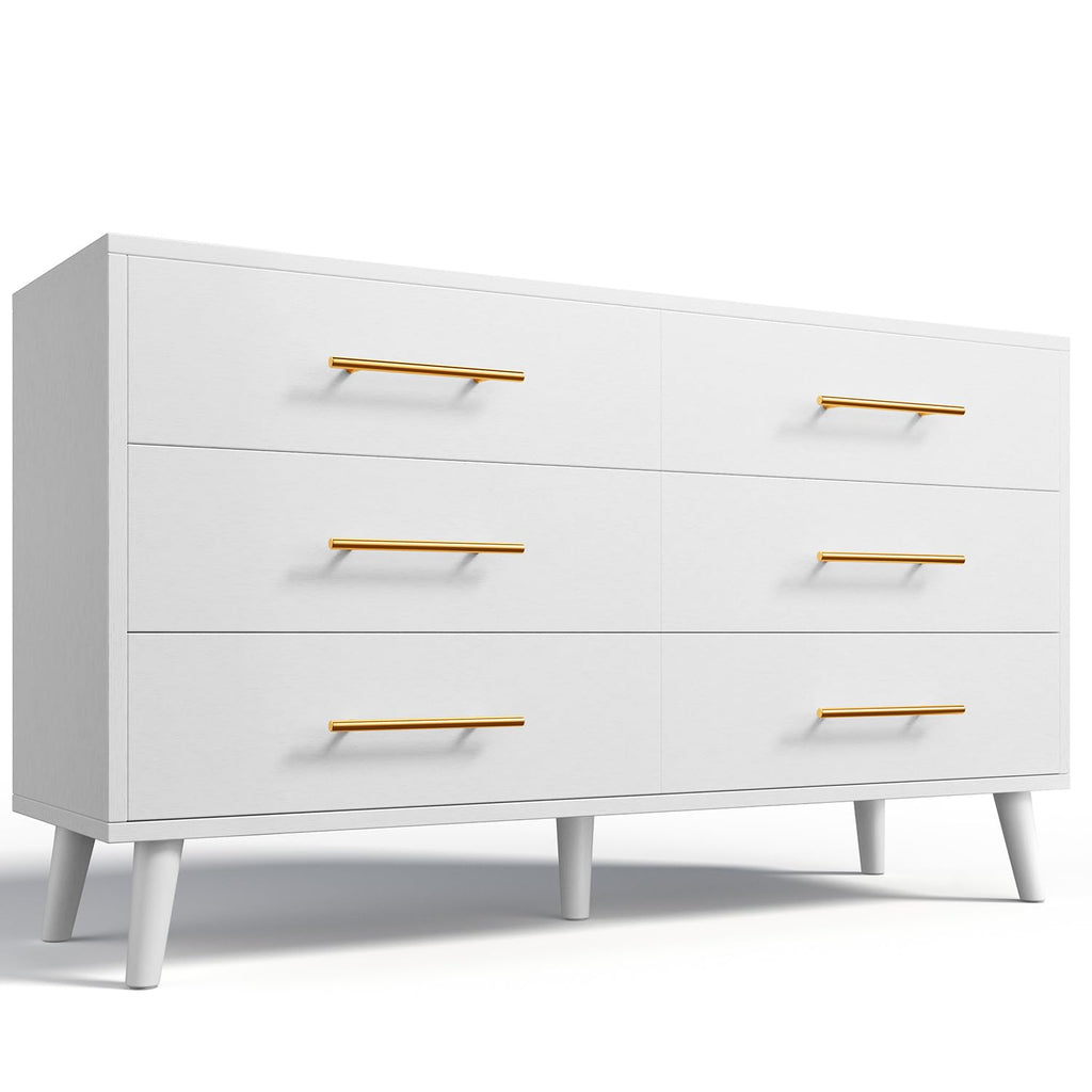 White 6 Drawer Wood Dresser Y89878