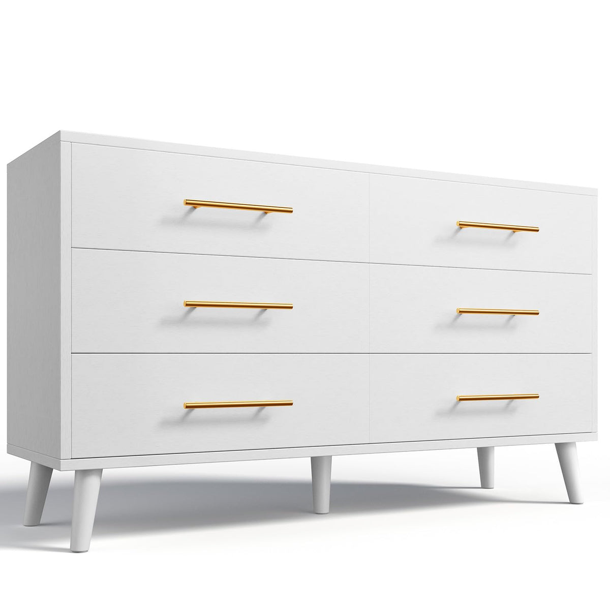 White 6 Drawer Wood Dresser Y89878