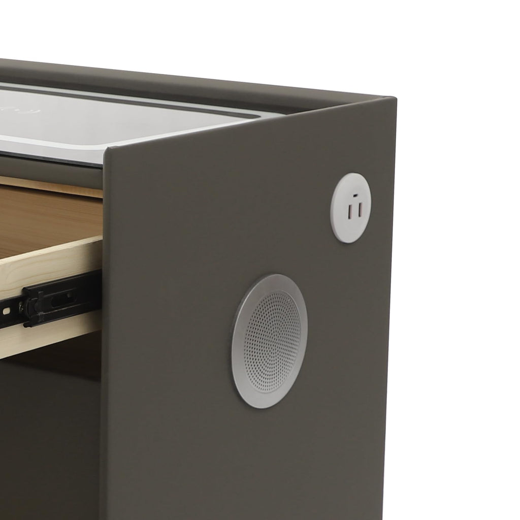 Dark Grey 3-Drawer Nightstand with Charging Station N750079