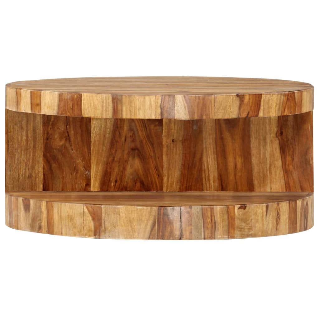 Natural Solid Sheesham Wood Round Coffee Table 25.6 in L5832