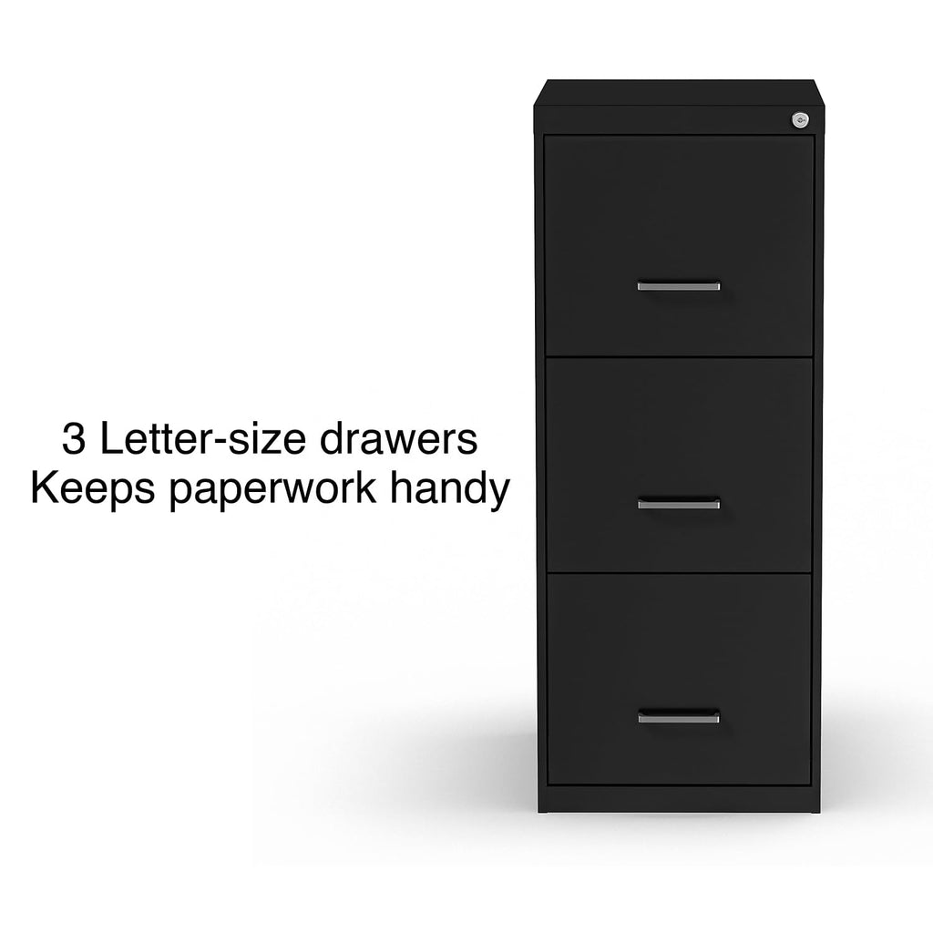 Black 3 Drawer Letter Legal Locking File Cabinet F178497