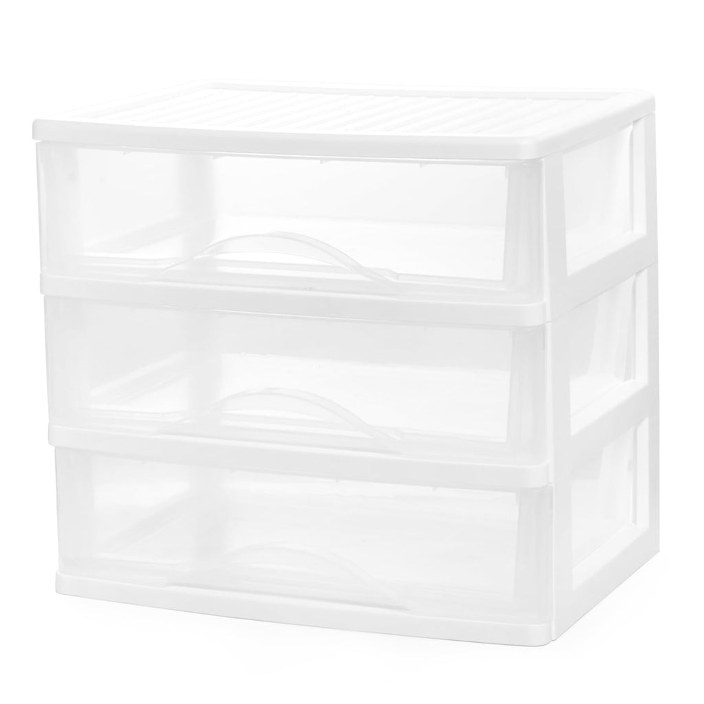 White 3 Drawer Plastic Stackable Storage Organizer F654642