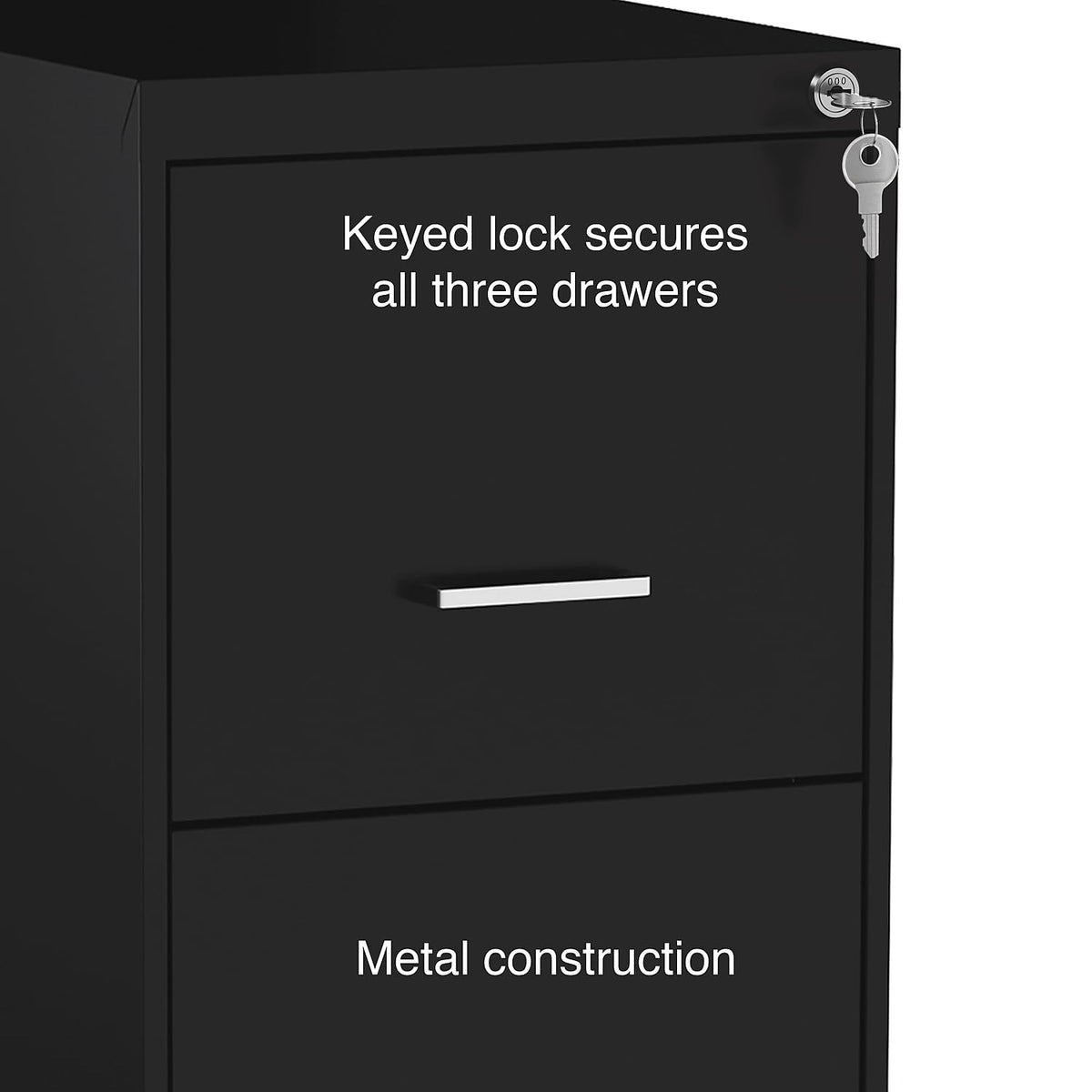 Black 3 Drawer Letter Legal Locking File Cabinet F178497