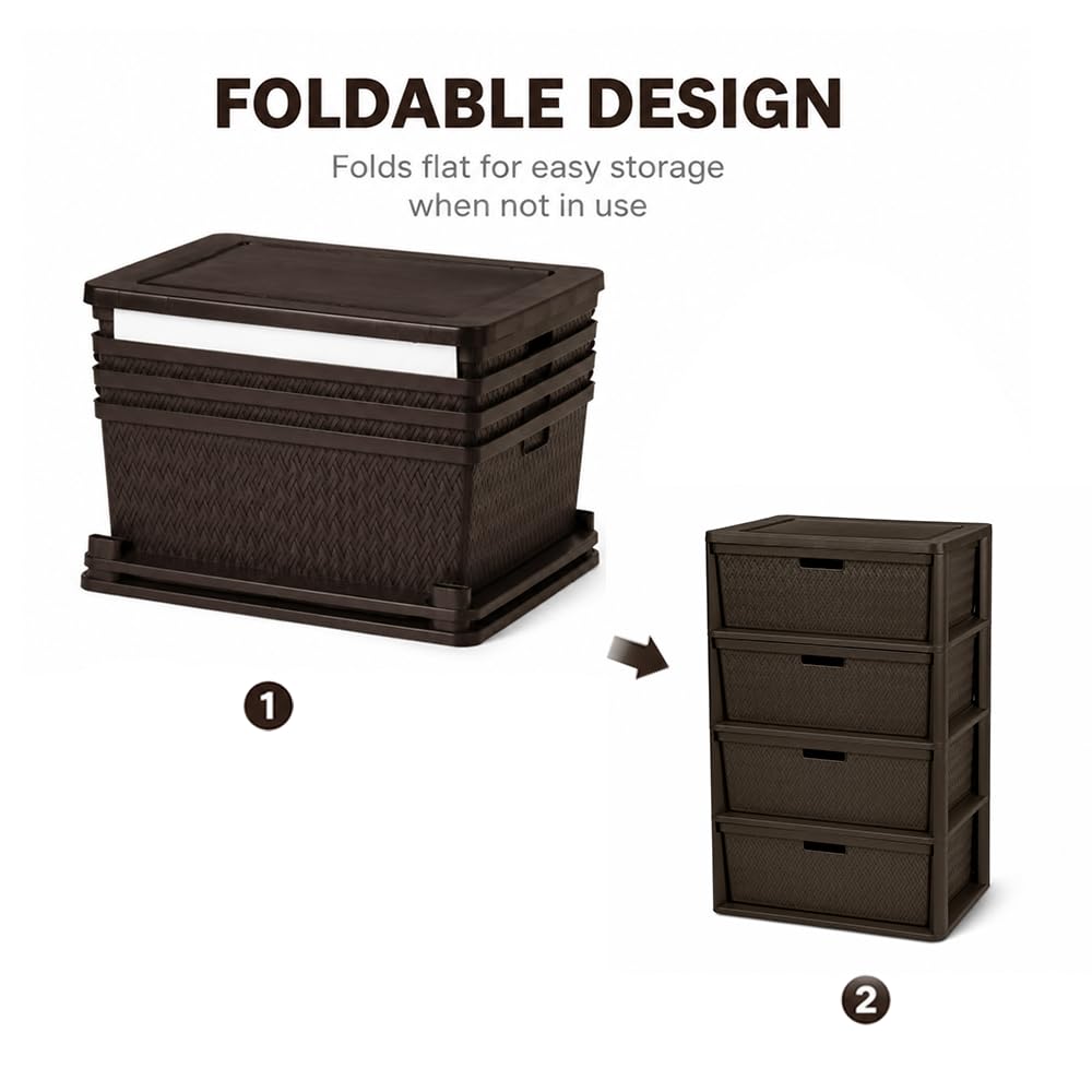 Brown Plastic 4 Drawer Storage Organizer D572645