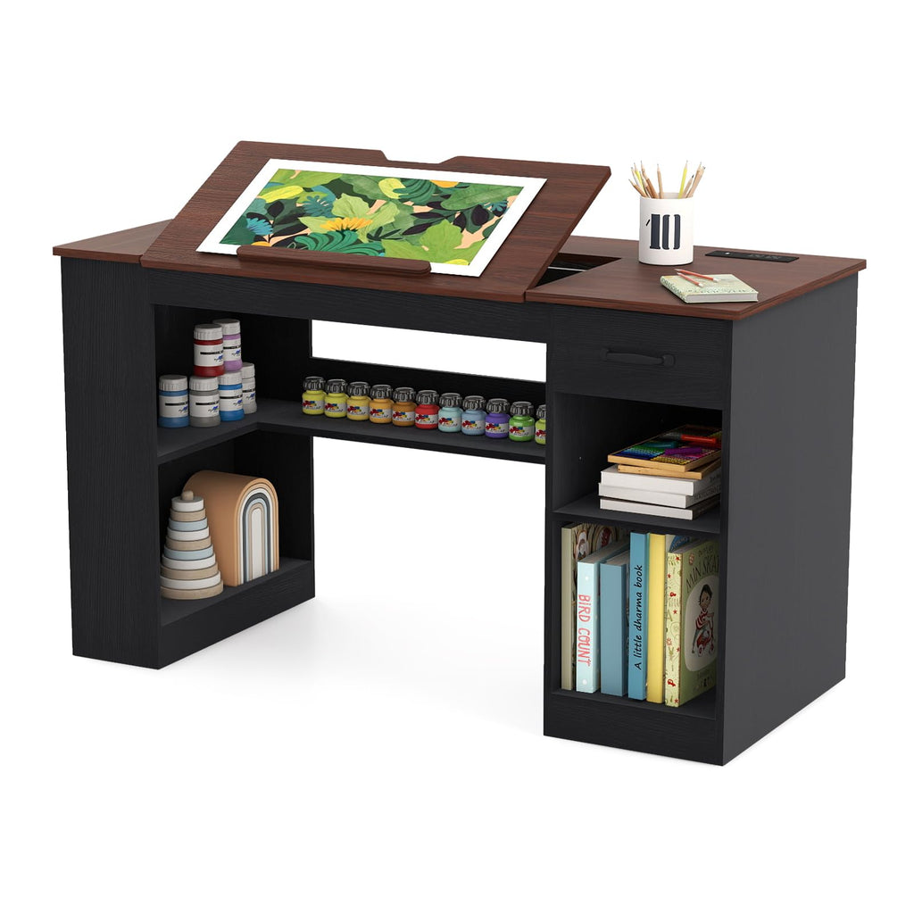 55.1" Black Drafting Table K808