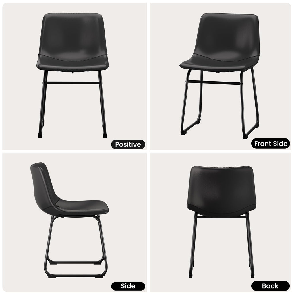 Black PU Leather Dining Chairs Set of 2 L638