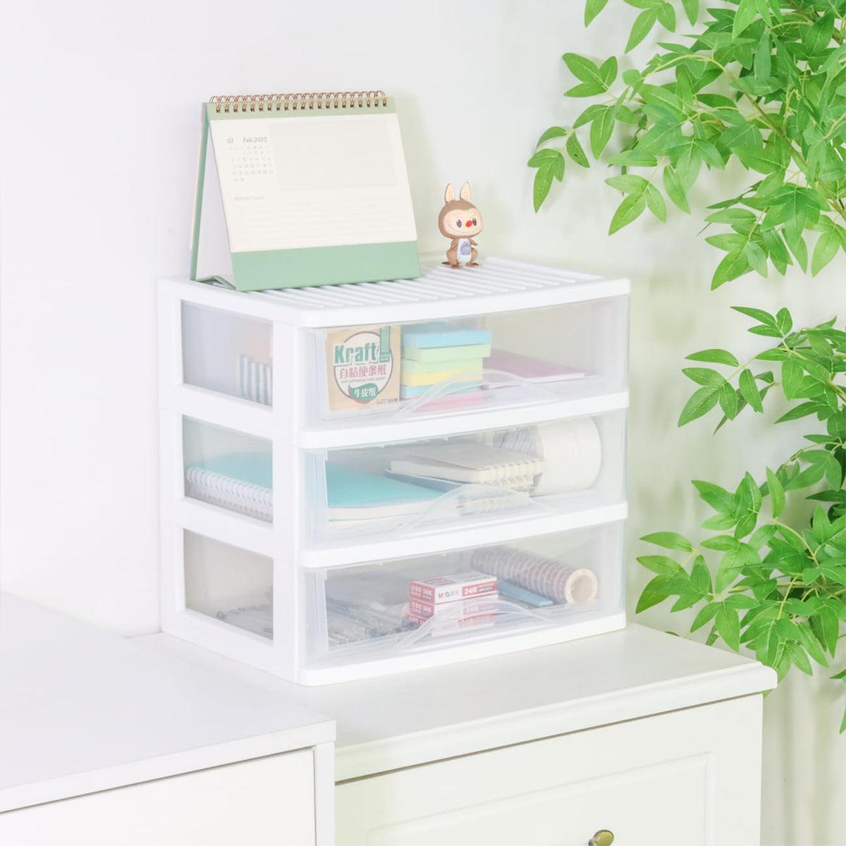 White 3 Drawer Plastic Stackable Storage Organizer F654642