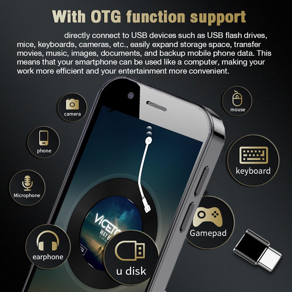 Mini Smartphone Unlocked Cell Phone 3.0 Inch Android 4G Quad Core Dual SIM Black Q510