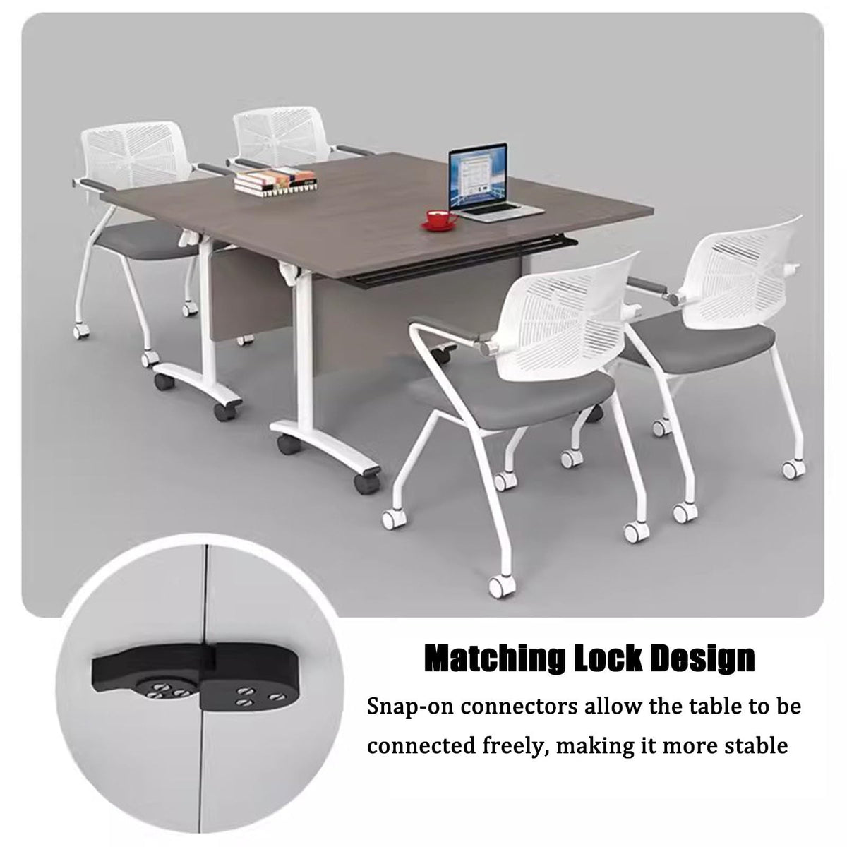 Gray Wood Folding Table with Steel Frame M571424