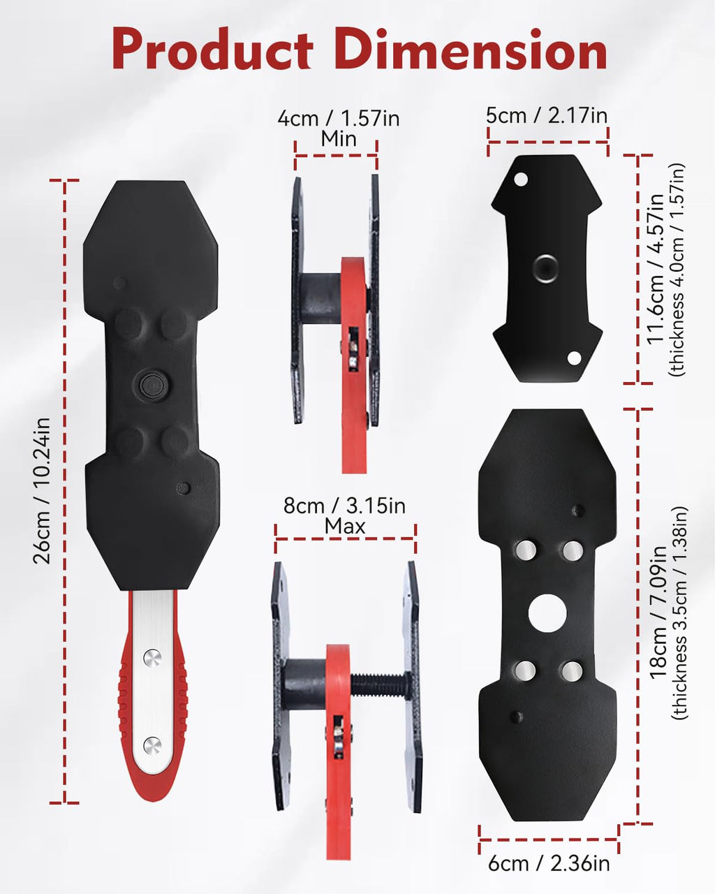 Brake Caliper Compression Tool with 2PCS Large Plates and 4 Hanger Hooks O12230