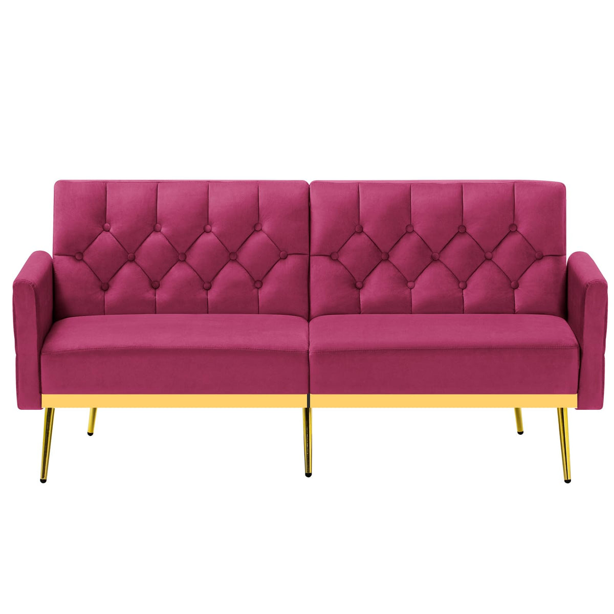 Velvet Sofa Bed with Adjustable Armrests & Backrests M658351