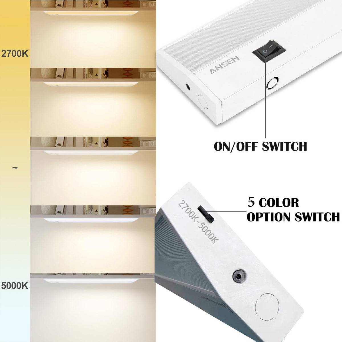 3 Packs Under Cabinet Lights 24in 18W Dimmable 5 Color Temperature Q6660