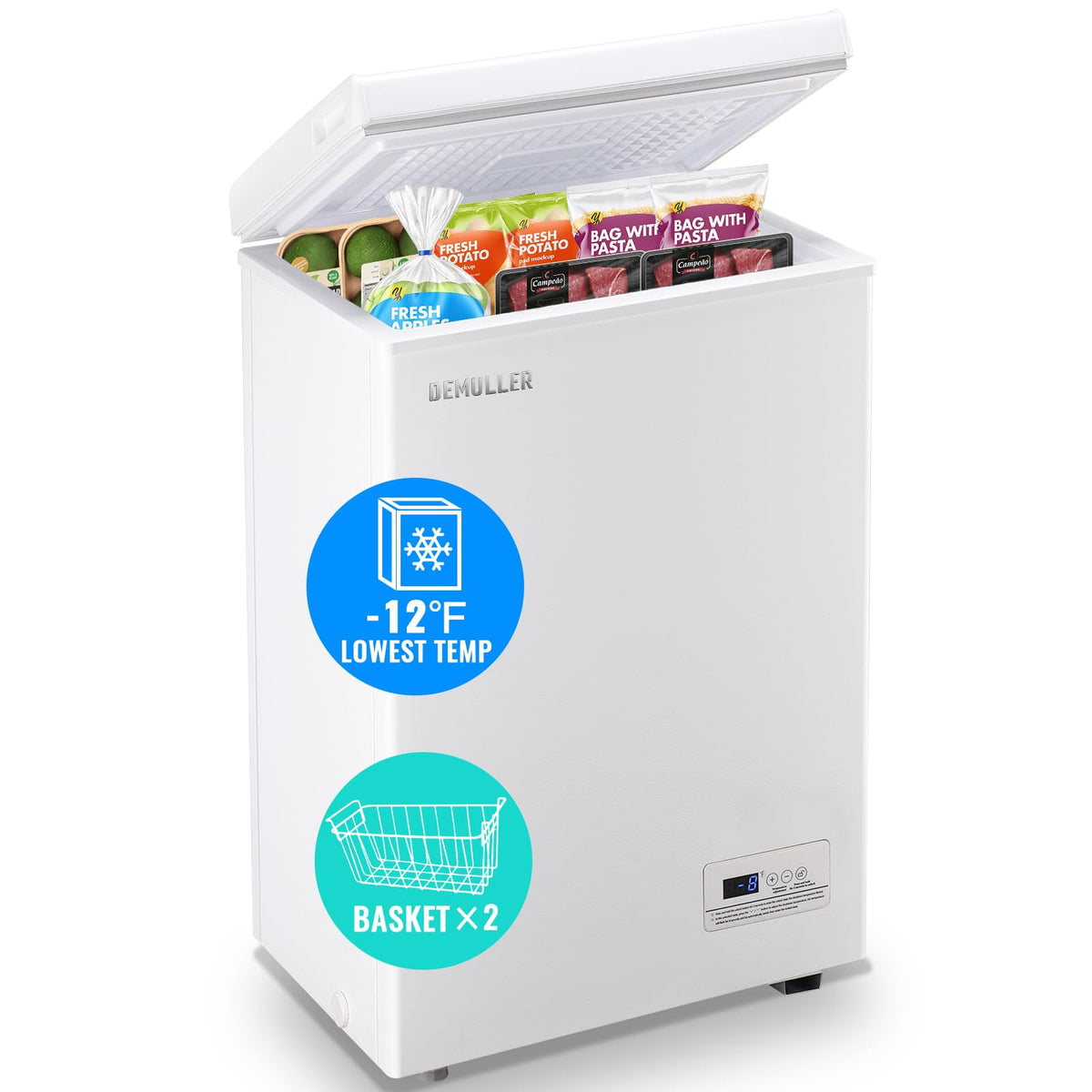 3.5 CU.FT White Chest Freezer with Two Removable Baskets G7798