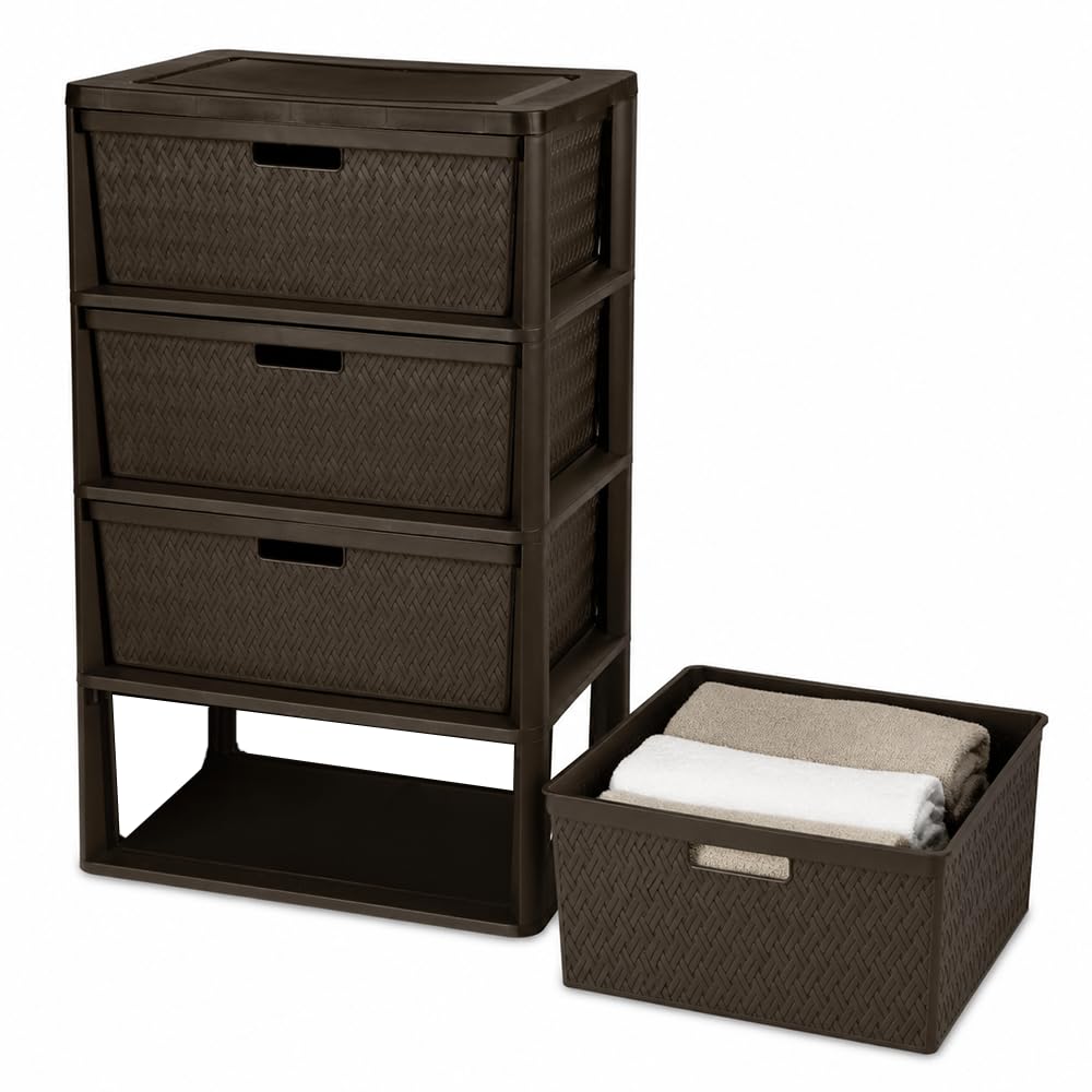 Brown Plastic 4 Drawer Storage Organizer D572645