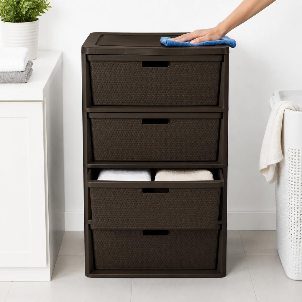 Brown Plastic 4 Drawer Storage Organizer D572645