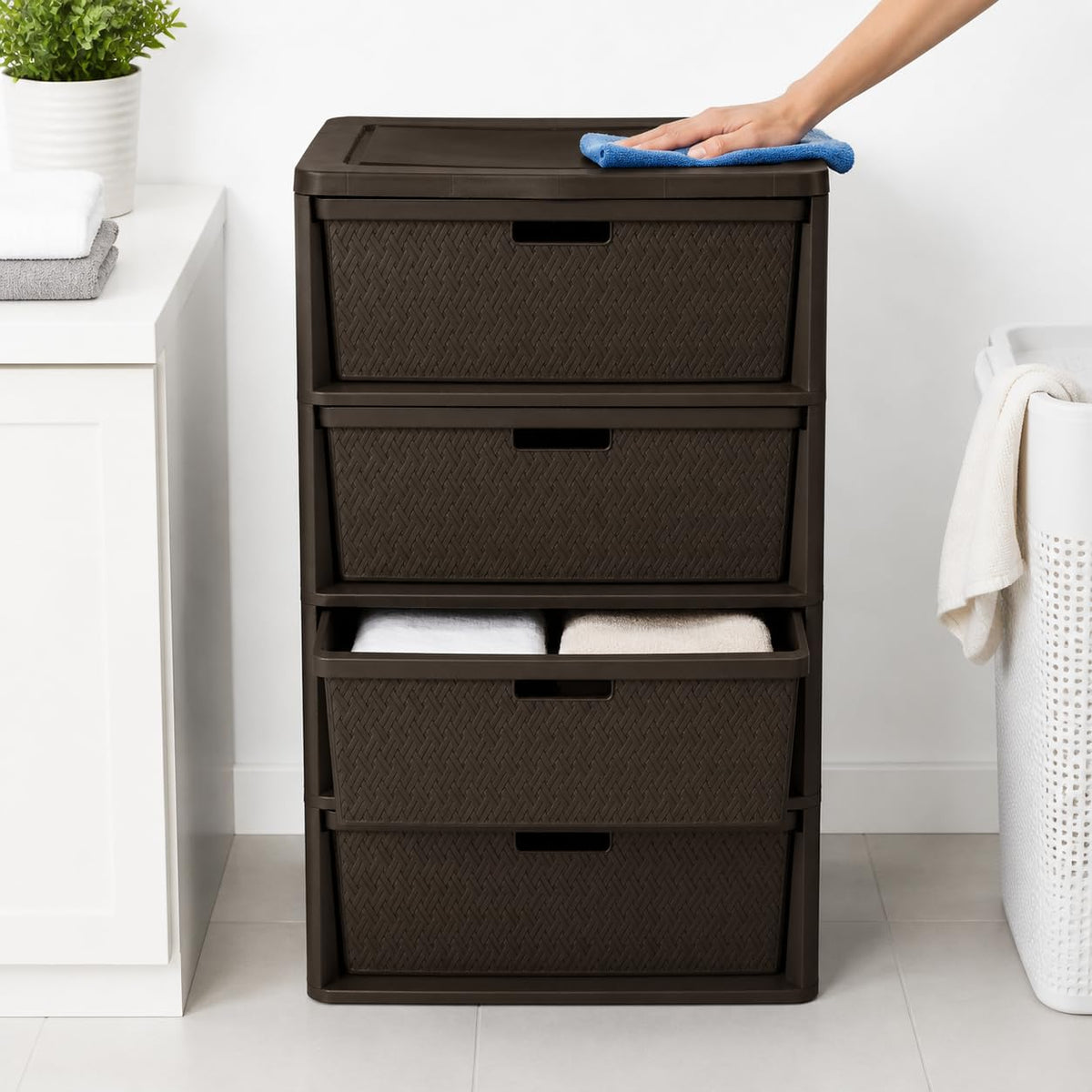 Brown Plastic 4 Drawer Storage Organizer D572645