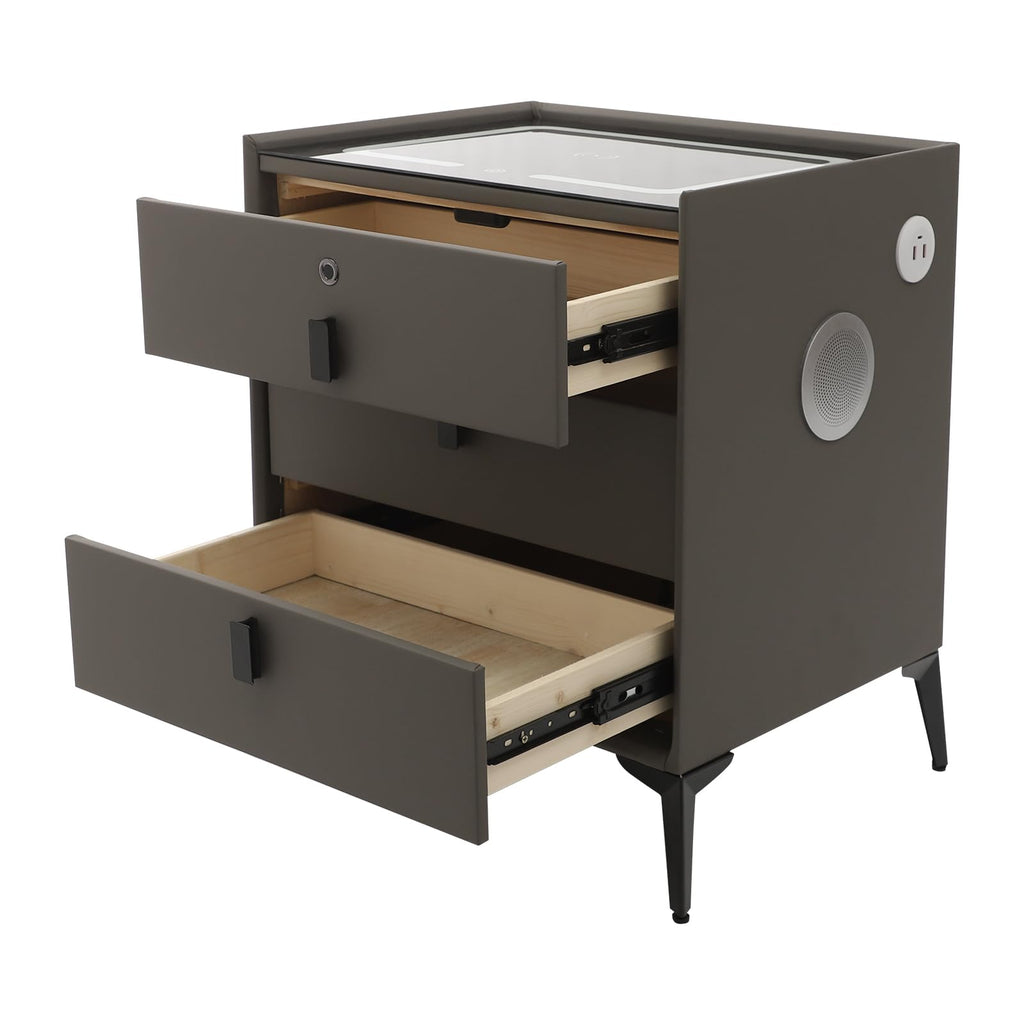 Dark Grey 3-Drawer Nightstand with Charging Station N750079