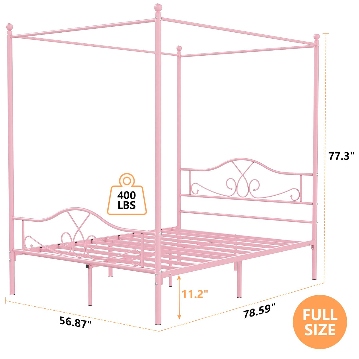 Full Size Canopy Bed Frame with 4 Posters C98539