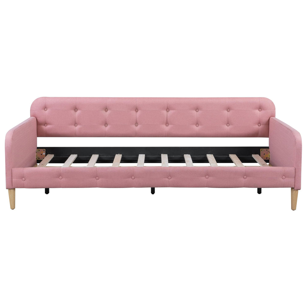 Twin Linen Upholstered Daybed Sofa Bed with Button Tufted Design Z3922