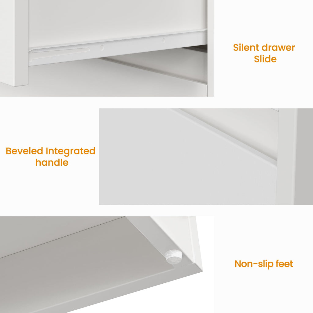 White 3 Drawer Nightstand S44069