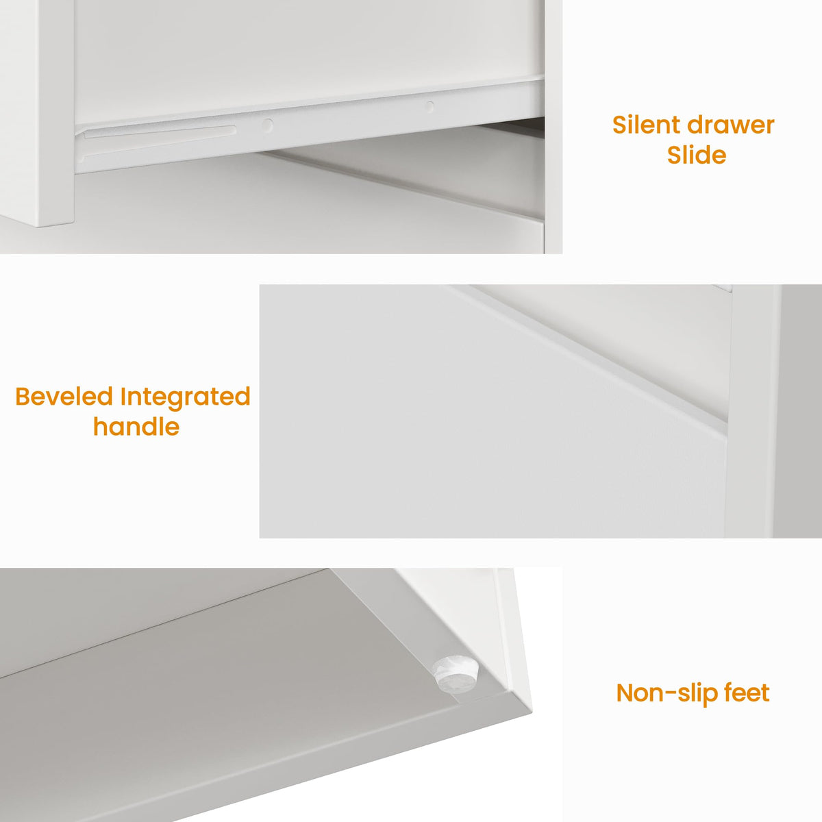 White 3 Drawer Nightstand S44069