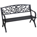 50" Outdoor Garden Bench Black 485lbs Load Capacity D268