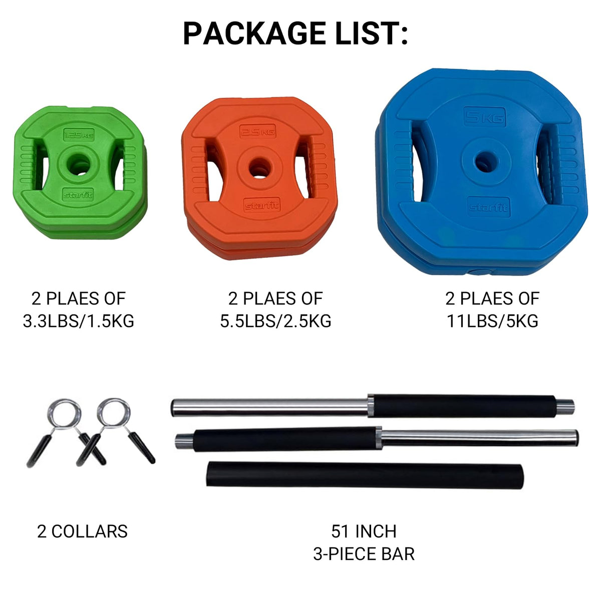 Adjustable Barbell Set with Weight Plates U58449