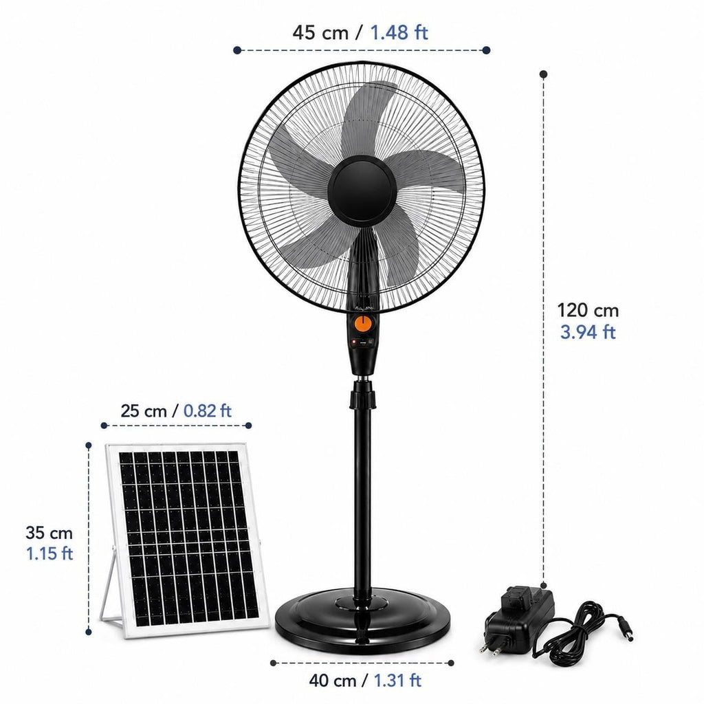 16 Inch Rechargeable Pedestal Fan with Solar Panel U324694
