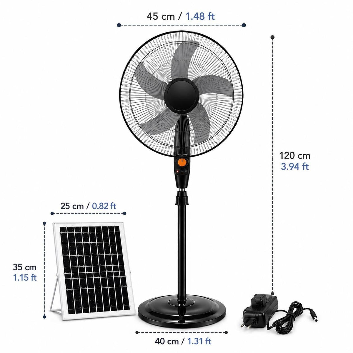 16 Inch Rechargeable Pedestal Fan with Solar Panel U324694