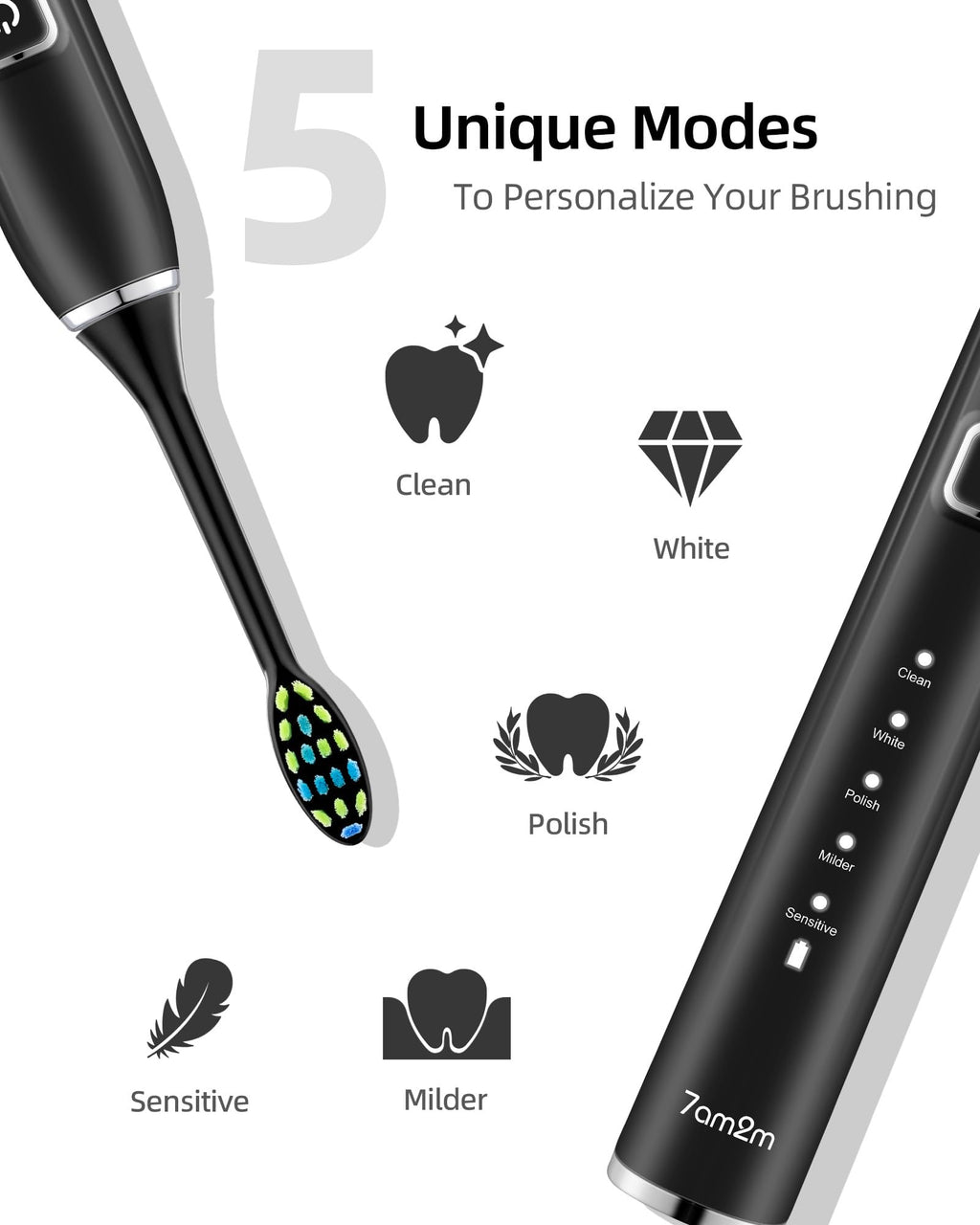 Sonic Electric Toothbrush with 12 Brush Heads, 2 Pack B437