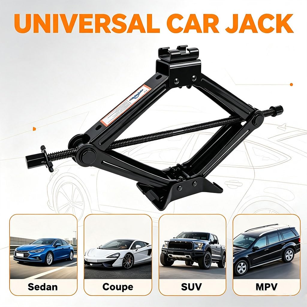 3 Ton Scissor Car Jack, 6614 LBS Heavy Duty Tire Changing Kit with Lug Wrench, Ratchet Wrench, Sockets, Work Gloves, Tire Pressure Gauge and Storage Bag Y56604