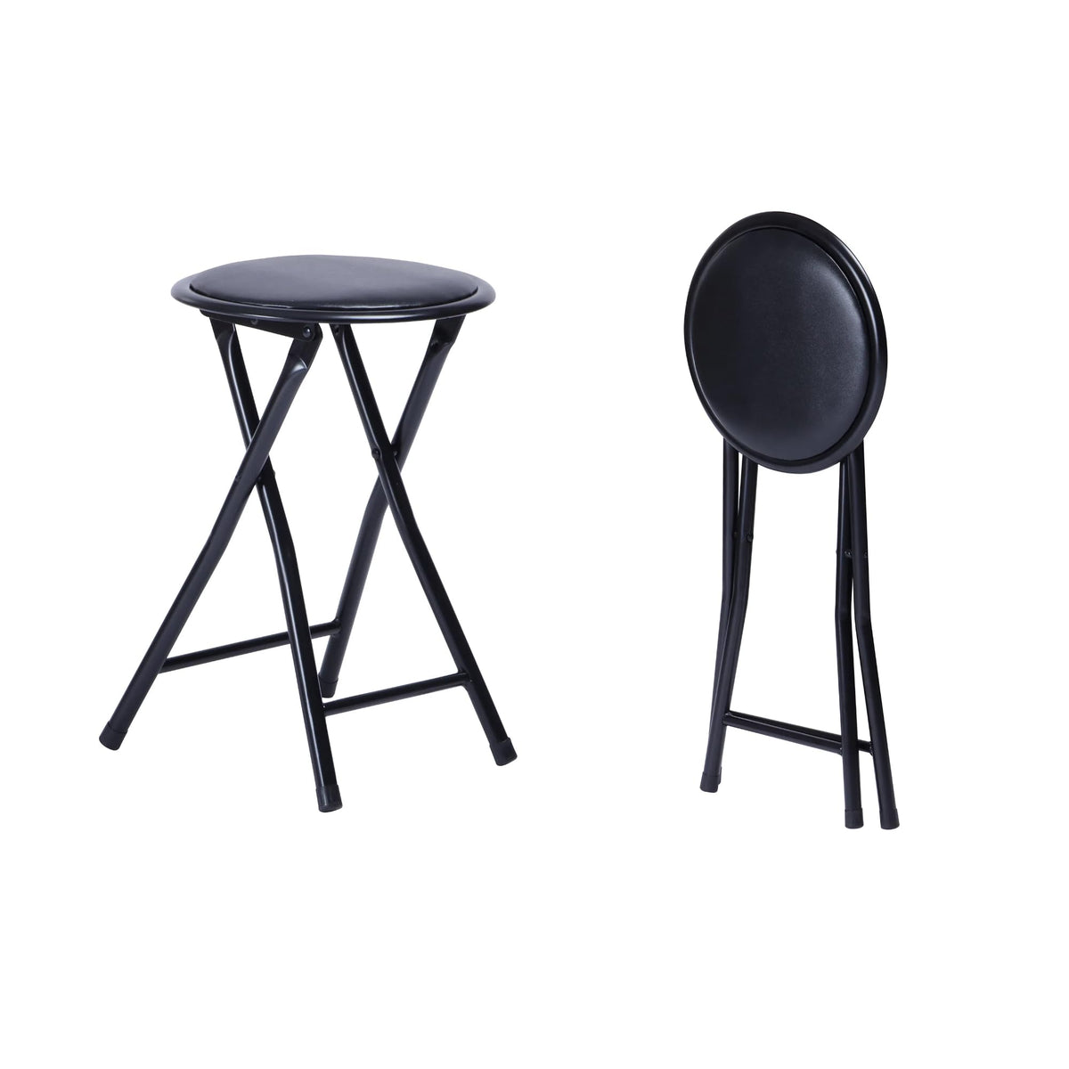 Portable Folding Stools Set of 8, 18-Inch Padded Black T13091
