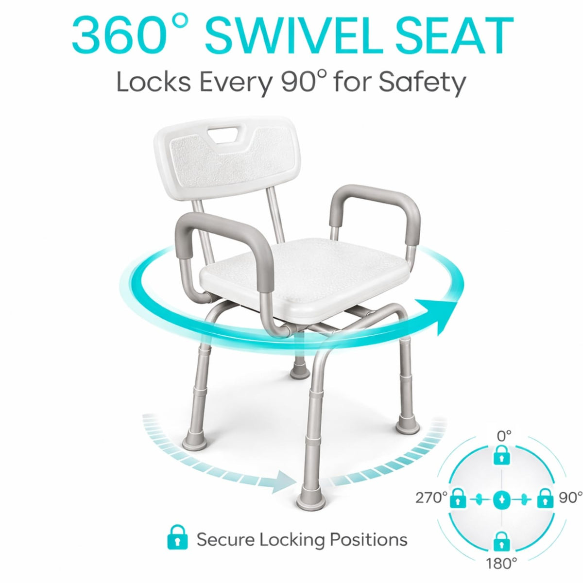 Swivel Shower Chair with Removable Back & Arms G69626