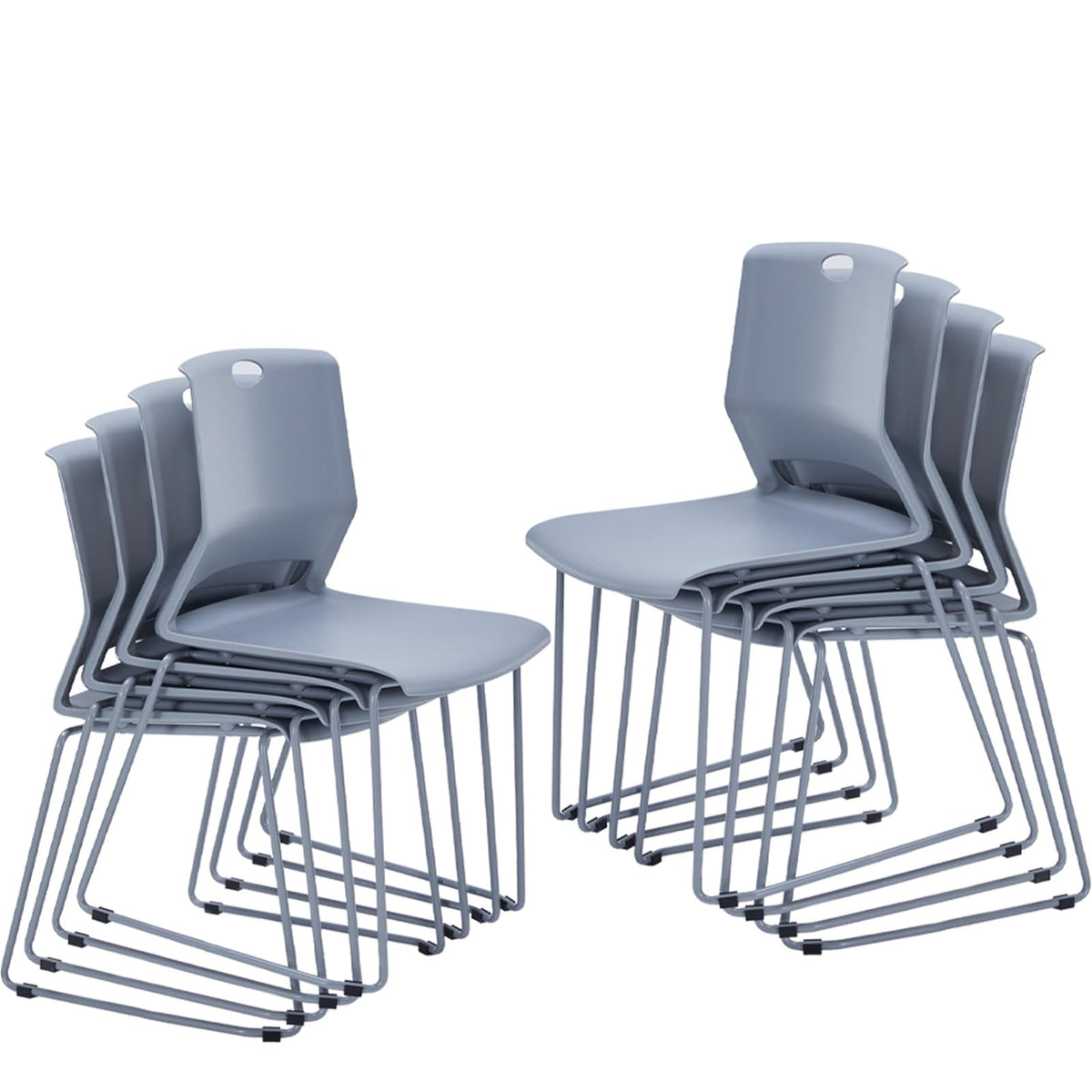 Grey Stackable Chairs Set of 8 U905987