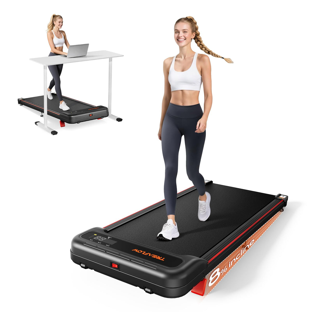 Walking Pad with 8% Incline Under Desk Treadmill T68171