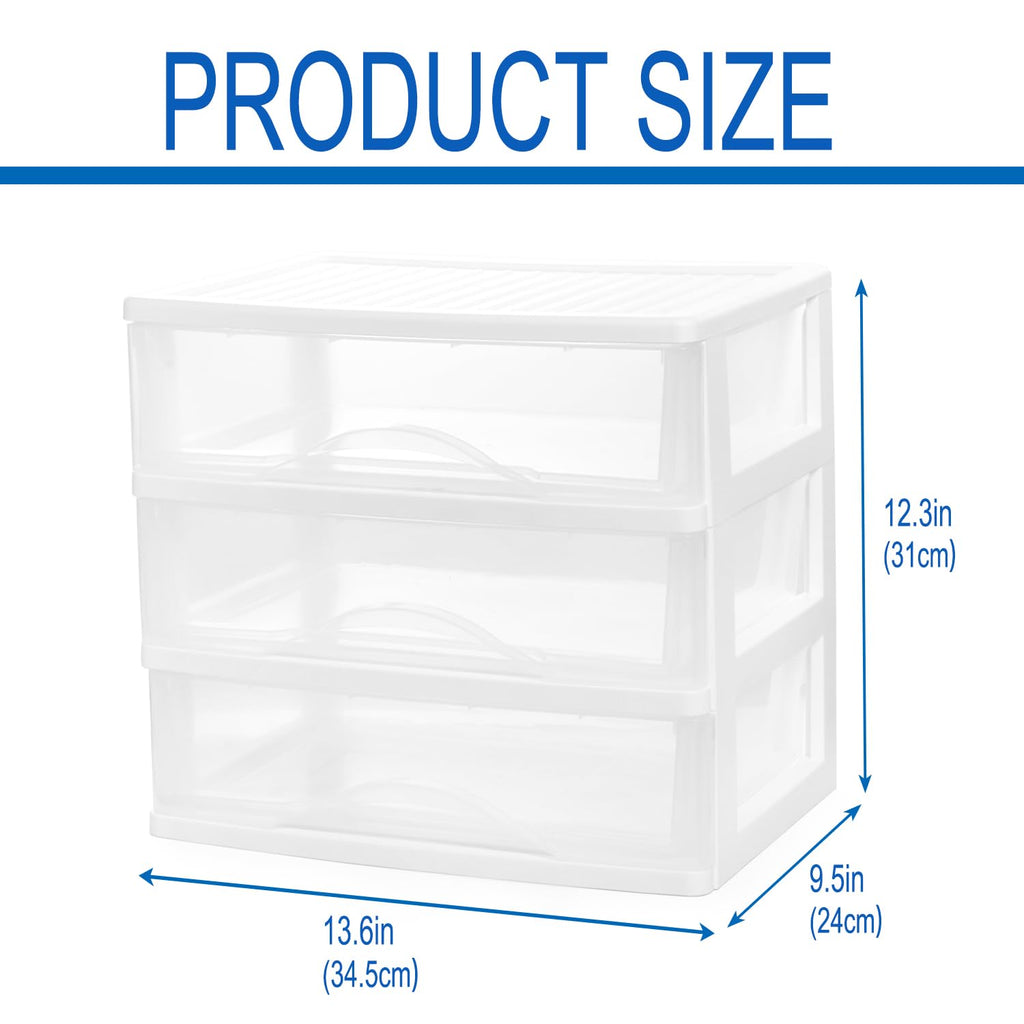White 3 Drawer Plastic Stackable Storage Organizer F654642