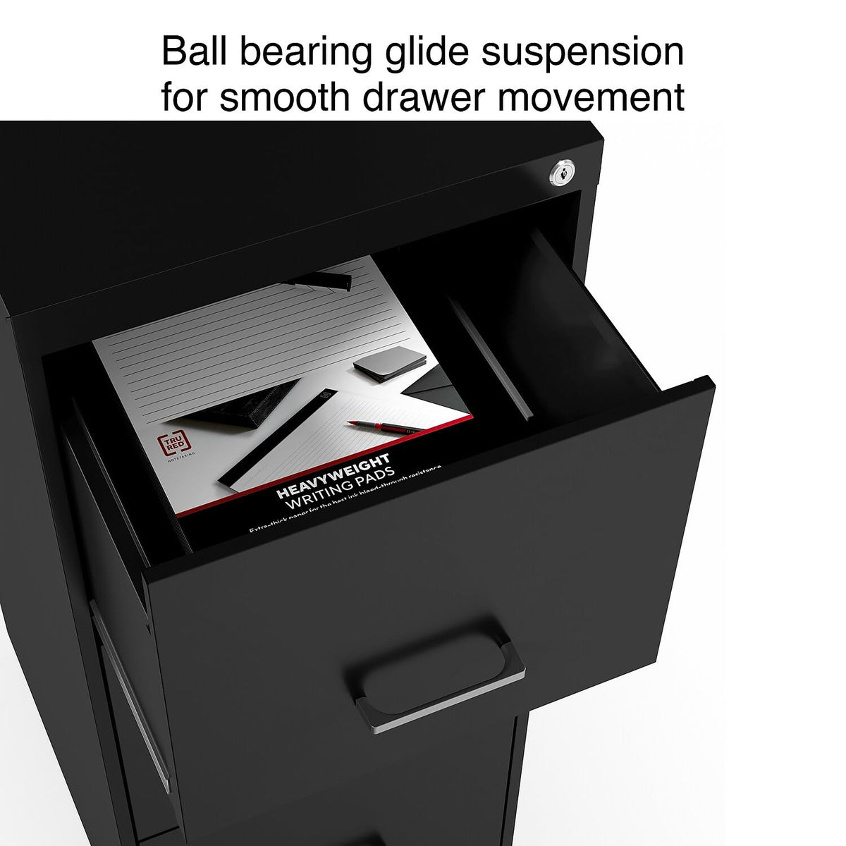 Black 3 Drawer Letter Legal Locking File Cabinet F178497