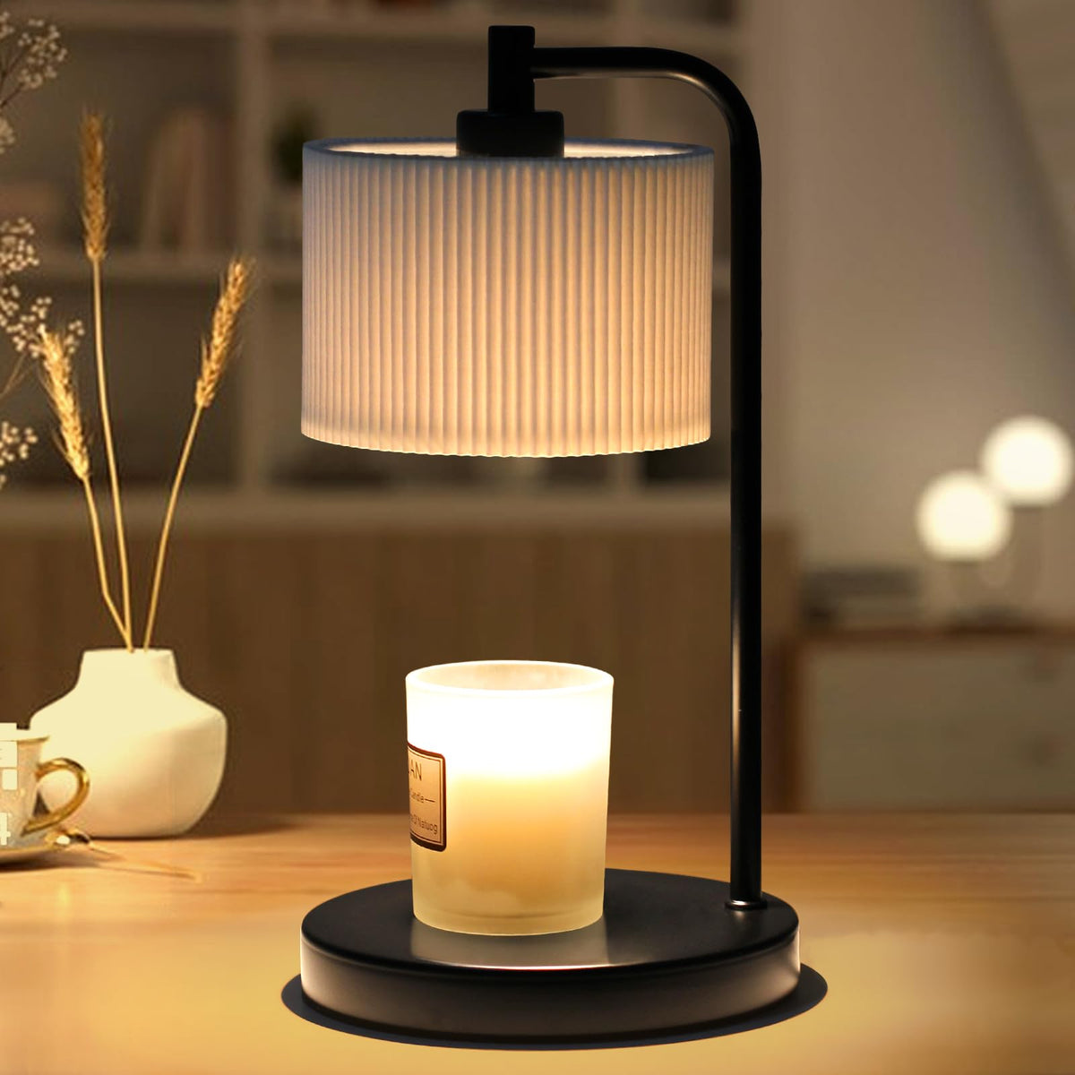 Dimmable Candle Warmer Lamp with Timer and Bulbs Black I967