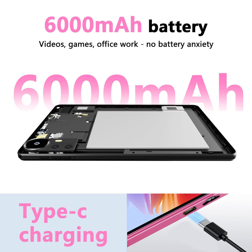 Android 16 Tablet 10 inch 20GB RAM 128GB ROM Octa-core Pink I1476