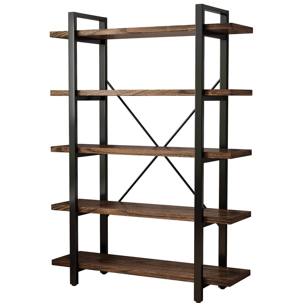 5-Tier Solid Wood and Metal Bookcase Z14254