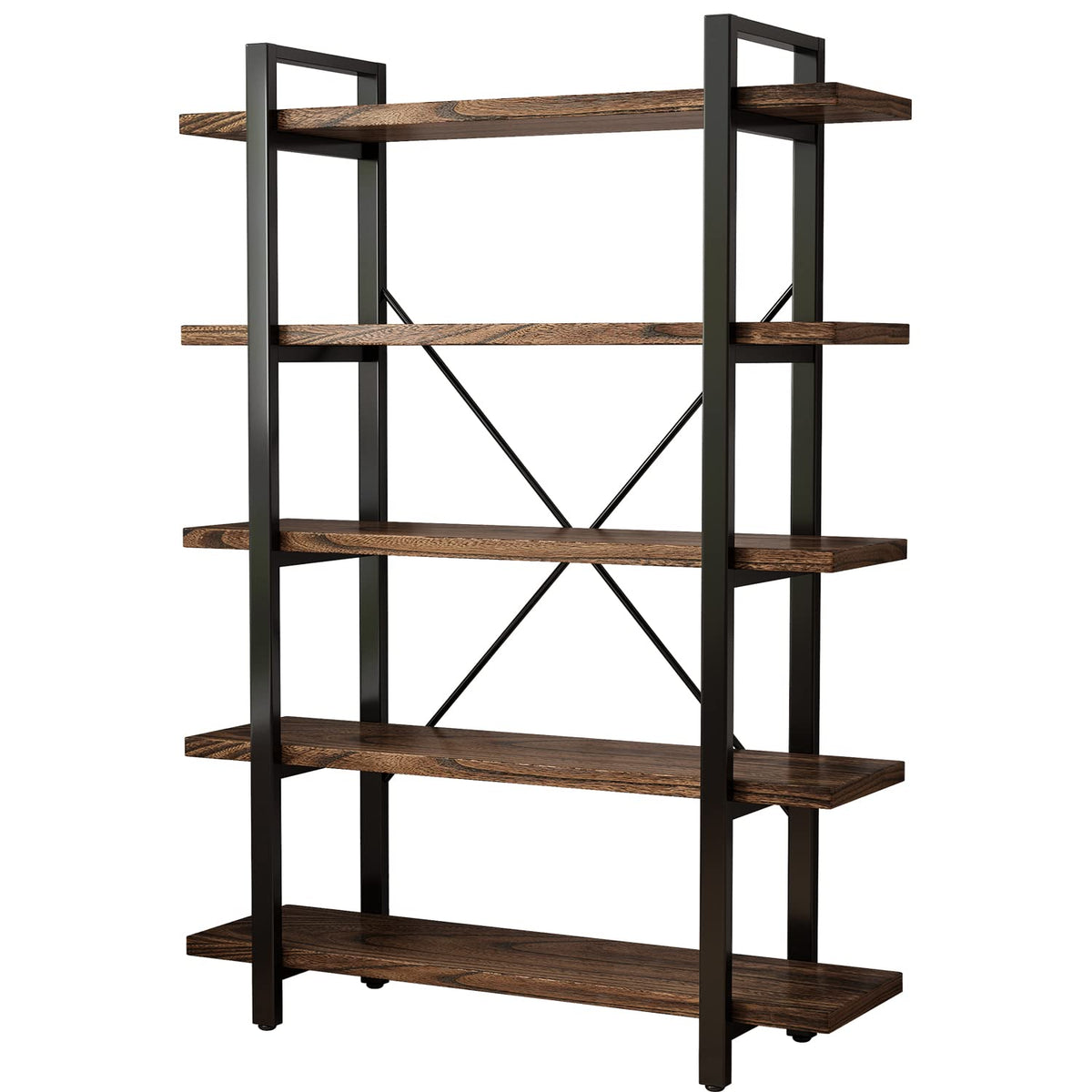 5-Tier Solid Wood and Metal Bookcase Z14254