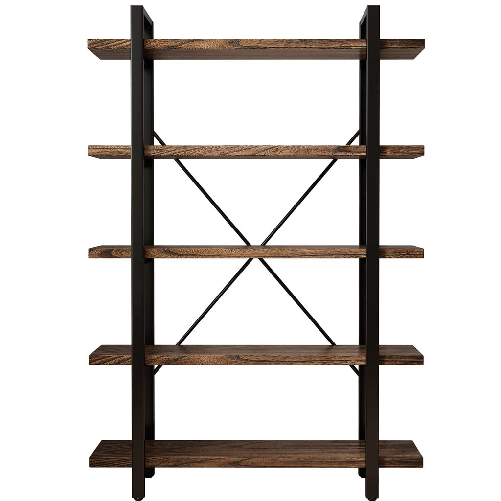 5-Tier Solid Wood and Metal Bookcase Z14254
